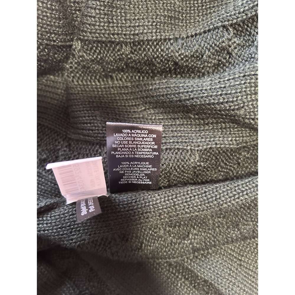 Jessica Howard Cable Knit Sweater Dress Women L Green V Neck 3/4 Sleeve A Line - Picture 6 of 7